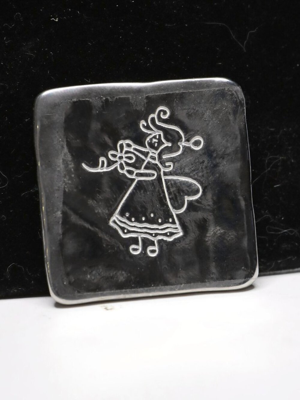 Silver Tone Square Angel Friends Quote Keepsake Charm Jewelry Present Gift
